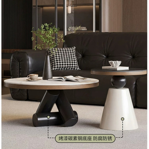 Set di Tavolini <span class=keywords><strong>da</strong></span> Caffè Rotondi Geometrici Minimalisti Italiani, Tavolo Centrale Moderno di Lusso per Soggiorno, Appartamenti di Piccole Dimensioni - Product Image 3