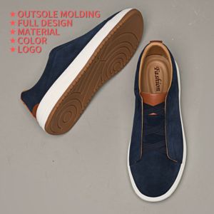 Chaussures décontractées de luxe pour hommes, <span class=keywords><strong>baskets</strong></span> à triple couture, coupe basse, dessus en daim, doublure en cuir véritable, souples, respirantes, à enfiler - Product Image 1