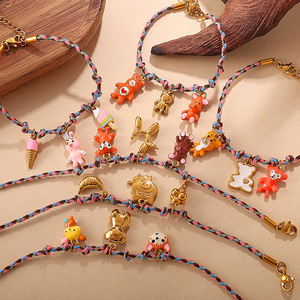 Conjunto de Pulseras de Moda con Dijes Coloridos, Cuerda y Colgante de Dibujos Animados, Regalo de Joyería para Mujer - Product Image 1