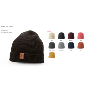 Benutzer definierte Unisex Acryl Waffel Skull ies Beanie Cap,Plain Dyed Leder Patch Logo Gestrickte Winter mütze Fisherman Beanie - Product Image 1