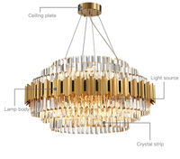 Lustre suspendu en cristal K9 doré au Design moderne de luxe, éclairage à intensité réglable pour salle à manger, salon