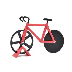 자전거 피자 커터 휠 스테인레스 스틸 플라스틱 자전거 롤러 피자 쵸퍼 슬라이서 주방 가제트 피자 커터 나이프