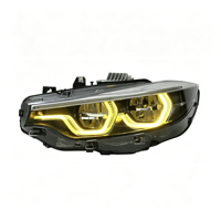 SJC USA STOCK V3 LED-Scheinwerfer für BMW F32 F36 F80 F82 Dreifarbige Gelb-Weiß-Amber DRL Silbernes Gehäuse Scheinwerfer-Set