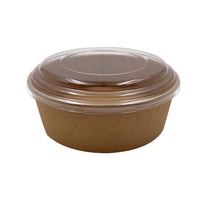 Groothandel wegwerp vierkante ronde papieren bekers verwarmbaar kraft waterdicht aangepaste print logo papieren salade poke bowl met PE deksel
