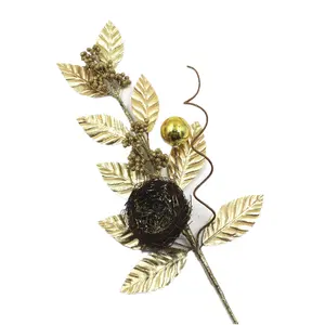 Decorative Christmas artificial leave christmas branches with bird nest Christmas spray