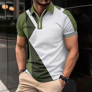 ที่กําหนดเองคุณภาพสูงหน้าจอพิมพ์บุรุษเสื้อ Boxy ผ้าฝ้าย Streetwear วินเทจซิปผู้ชายเสื้อยืดโปโลลําลอง