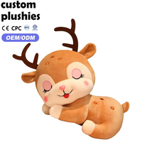 Vente directe d'usine, adorable cerf dormant en peluche, oreiller en peluche, décoration esthétique de chambre, cadeau de Noël idéal