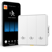 Interrupteur mural Tuya WiFi 10G avec détecteur de mouvement radar humain EU/UK, sans neutre, contrôle à distance par application, commande vocale, minuterie et alarme pour maison intelligente
