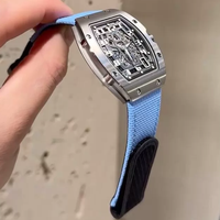 Montre de plongée ultra-fine à cadran creux en forme de barillet, de qualité supérieure, montre-bracelet pour homme avec bracelet confortable en caoutchouc et nylon