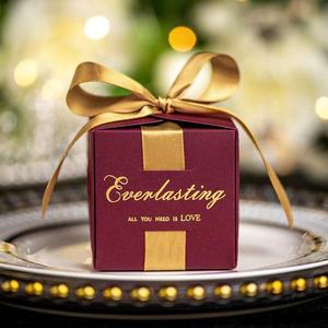 Boîte cadeau en papier pour mariage avec ruban, boîte en papier, romantique, couleur personnalisée, pour bonbons au client - Product Image 3