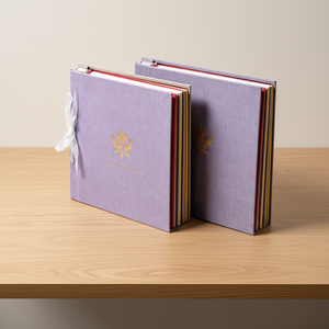 Album photo personnalisé en tissu, pages intérieures multicolores, logo en feuille d'or - Product Image 2