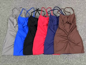 XW-43014 sans manches court sport Fitness combinaison dos nu entraînement vêtements de sport Scrunch bout à bout Yoga femmes combinaisons combishorts - Product Image 6