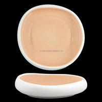 26 Ensembles de Vaisselle en Céramique Forme Galet, Service de Table en Porcelaine Abricot, Assiettes Plates, Assiettes Creuses, Bols pour Restaurant