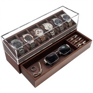 Caja para Relojes de Nogal de 6 Piezas, con Forro de Cuero Antipolvo, Gran Venta Caja de Almacenamiento y Exhibición de Joyas de Madera de Nogal Norteamericano - Product Image 2
