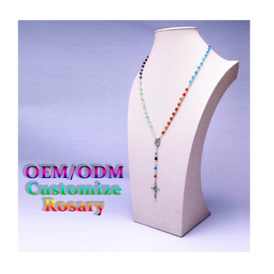 Precio de fábrica de joyería Rosario <span class=keywords><strong>collar</strong></span> Jesucristo Cruz colgante cristal collares moda multicolor joyería Rosario - Product Image 1