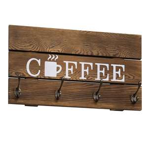 Support mural rustique en bois pour tasses à café, décoration de cuisine, rangement et collection, style ferme - Product Image 2