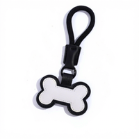 Porte-clés Patte de Chat Dessin Animé, Imprimé UV, Pendentif en Cuir Souple Écologique de Haute Qualité avec Os pour Décoration de Sac à Dos