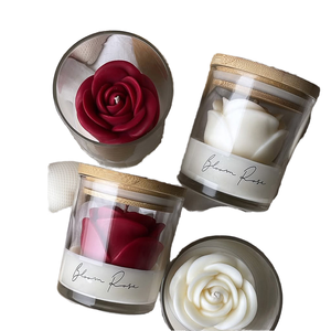 LA03H Juego de Regalo de Velas Aromáticas de Lujo Personalizadas al por Mayor, Vela Transparente en Florero de Vidrio, Velas Perfumadas con Aroma a Rosa - Product Image 1