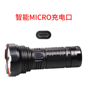 ไฟฉายแบบชาร์จไฟผ่าน USB LED ระยะส่อง 300-400 เมตร สำหรับงานอุตสาหกรรมและกลางแจ้ง พร้อมโหมด SOS ผิวสัมผัสแบบขัดเงา - Product Image 3