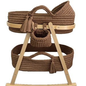 Crocheted <strong>Moses</strong> <strong>Basket</strong> Handmade <strong>Mobile</strong> Baby Bed for Newborns Choice of Colours - Product Image 1