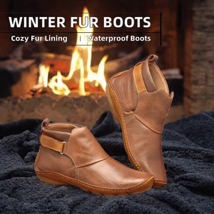 Botas de Nieve Clásicas para Mujer, Forradas de Piel, Cálidas, con Diseño Sólido, Impermeables, Antideslizantes, de Cuero PU, Planas - Product Image 2
