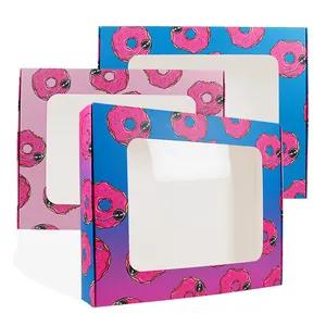 도매 재활용 로고 인쇄 핑크 생일 케이크 디저트 상자 명확한 창