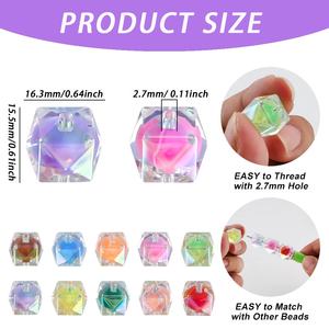 Cuentas Acrílicas de 16 mm con Recubrimiento AB, Brillantes, de Doble Color, Huecas, Geométricas, de Alta Calidad para la Fabricación de Joyería, Bolsos, Pulseras y Dijes para Coche - Product Image 2