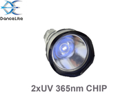 Torche de test OEM unique 501B 2xUV 365nm 5W 2-CORE Ultraviolet Purple Light 2LED UV (1x18650 / 2xCR123)