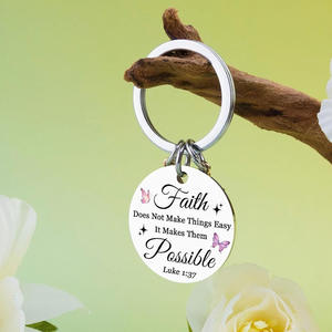Llavero de Acero Inoxidable con Diseño Religioso Inspirador, Regalo de Cumpleaños para Mejor Amigo, Llavero con Mariposa Rosa - Product Image 3