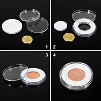Boîte de présentation de pièces de monnaie en plastique transparent 45 mm 46 mm Capsule de pièce de monnaie ronde Porte-pièces en acrylique Protecteur de médaille avec anneaux blancs pour dollar américain
