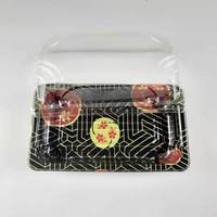 Bingo HYX-1101 BRICK RED PATTERN, emballage en plastique PET écologique durable de qualité professionnelle, pour sushis, en-cas, pizzas, gâteaux, chocolats