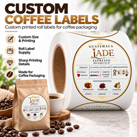 Étiquettes de café personnalisées, autocollants ronds en BOPP blanc pour sacs de grains de café avec impression couleur de qualité supérieure