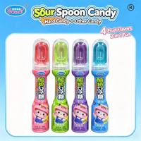 Bonbons en poudre aigre en forme de cuillère, 4 saveurs de fruits, bonbons durs en forme de cuillère avec bouteille de poudre aigre, bonbons fantaisie en gros pour enfants