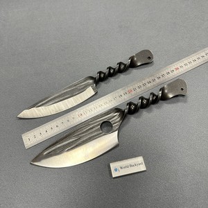 Coltello pieno con manico in acciaio integrale attorcigliato con manico in acciaio con custodia in pelle - Product Image 2