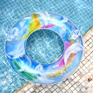 Children's Inflatable Swimming Ring <b>Sequined</b> Feather Design 30 Inch Water Float For Pool Fun - Product Image 2