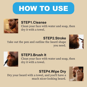 Crayon de remplissage pour <span class=keywords><strong>barbe</strong></span> en gros pour hommes, imperméable, résistant à la transpiration, longue tenue, aspect naturel avec brosse, pour combler les zones clairsemées, OEM - Product Image 4