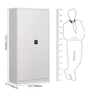 ตู้เก็บของเหล็กแบบ 2 ประตู ทันสมัย พร้อมราวแขวนปรับระดับได้ ล็อคได้ เหมาะสำหรับใช้ในโรงเรียน โรงพยาบาล สำนักงาน โรงงาน และห้องนั่งเล่น - Product Image 2