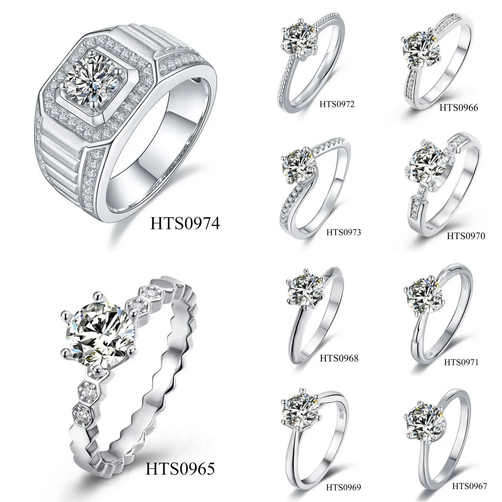 Bộ Sưu Tập Hertiny Nhẫn Cưới Moissanite Kim Cương Bạch Kim Cho Nữ Bằng Bạc Sterling 925