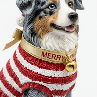 Ornements de Noël en résine pour animaux de compagnie, chien berger australien, décoration suspendue pour arbre, pull tricoté, décoration de vacances, artisanat en résine
