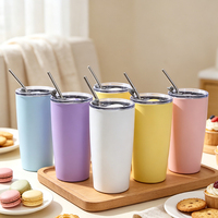 Gobelet isotherme en acier inoxydable à double paroi de 20 oz avec couvercle à paille, tasse à café portable pour voiture, idéal pour les cadeaux d'affaires en gros