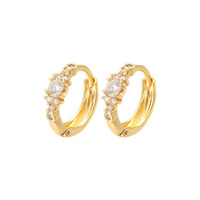 Fabrikant Voorraad Premium Op Maat Gemaakte Valentijnsdag Party Huidvriendelijke Centrale Grote Zirkoon Zijdelingse Kleine Edelsteen Gebogen 14K/24K Gouden Oorbellen