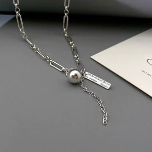 S925 Sterling <b>Silver</b> <b>Choker</b> Necklace Letter Design Hip Hop Style Everyday Wear 45.5Cm Chain Length - Product Image 2