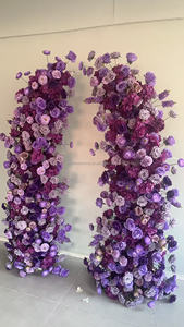 G66 Arrangements floraux romantiques d'extérieur pour mariage, arche de <span class=keywords><strong>fleurs</strong></span> artificielles en soie rose lilas pour décoration d'événements - Product Image 3