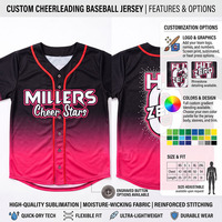 Maillot de baseball personnalisé violet ombré avec paillettes et passepoil – Maillot de baseball personnalisé pour cheerleading et danse