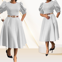 Robe plissée en forme de A estivale et charmante, robe de bureau pour femmes, robes décontractées pour femmes africaines