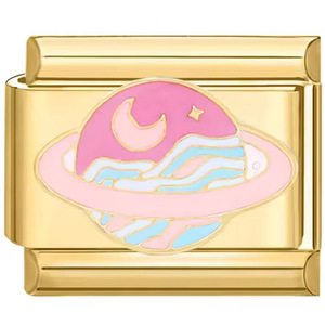 Vente chaude En Acier Inoxydable Italie Or Module <span class=keywords><strong>Bracelet</strong></span> DIY Dauphin Coeur Motif Charme Épissé Pendentif 0.9*1cm Femmes Bijoux - Product Image 4