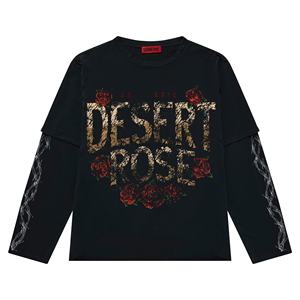 Camiseta de algodón pesado de gran tamaño con estampado Retro, camiseta de manga larga de doble capa para hombre desgastado Vintage - Product Image 2