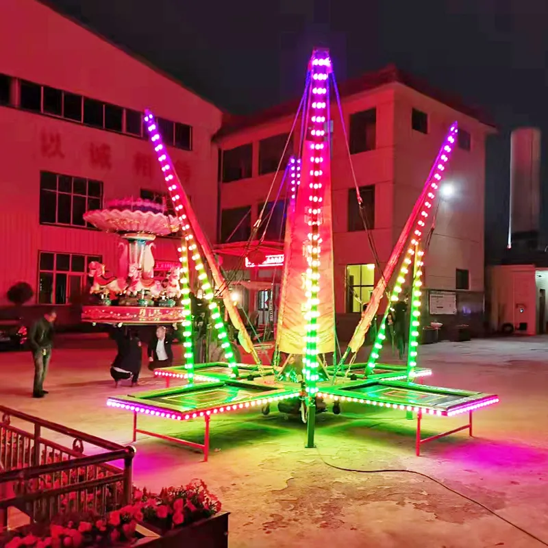 KARUN Foldable And Movable Four People Bungee Jumping With Colored Lights And Wheel