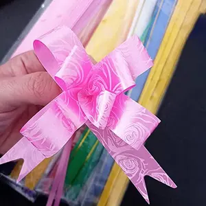 Custom Printed Gift Wraps Organza Plastic Pull String Bow Ribbon Butterfly Pull Bow