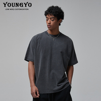 T-shirt katun potongan Dan jahit kaus Batik 275 Gsm asam cuci antik kaus oblong kebesaran Wormhole usang